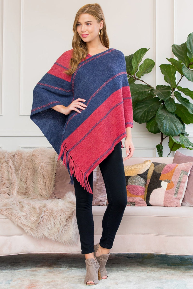 Two-Tone Chain Fringe Poncho