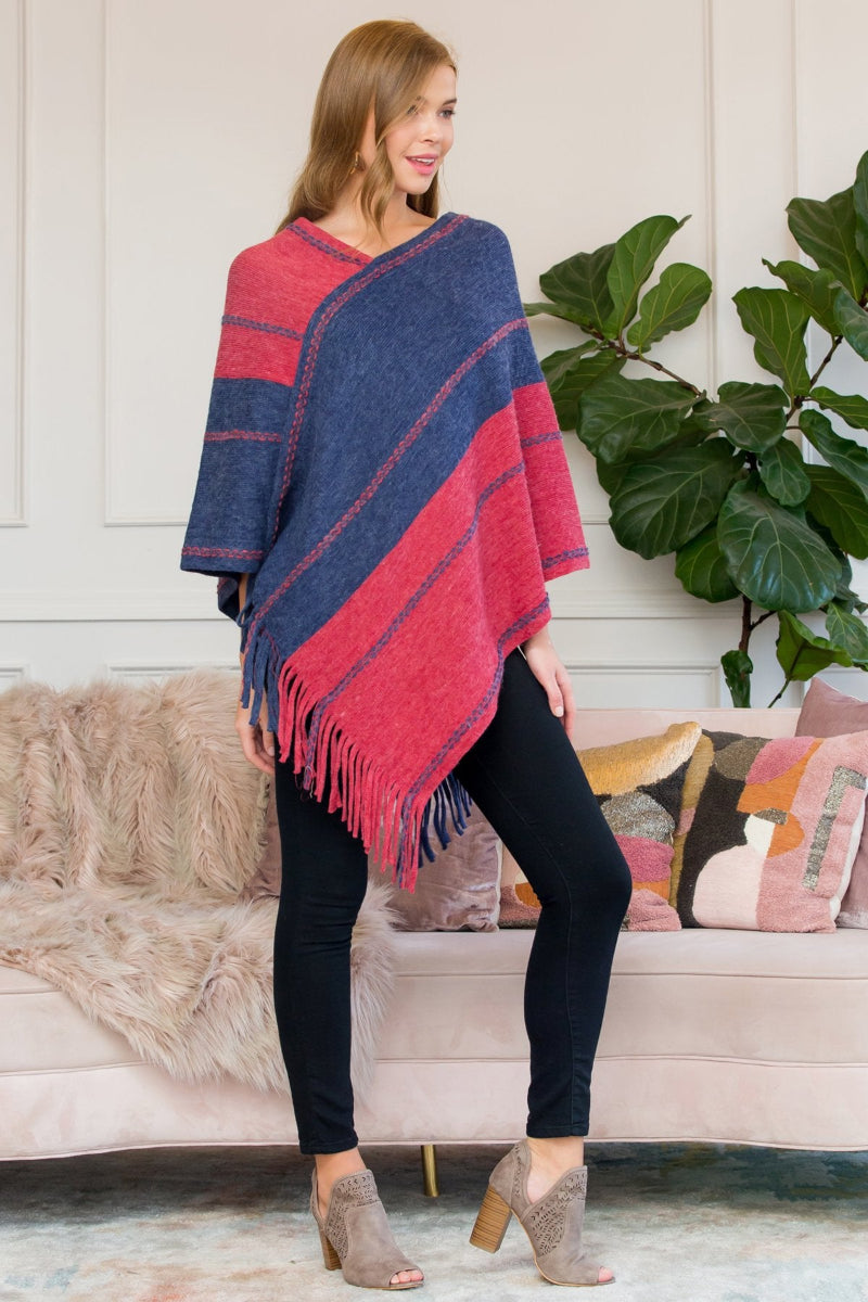 Two-Tone Chain Fringe Poncho