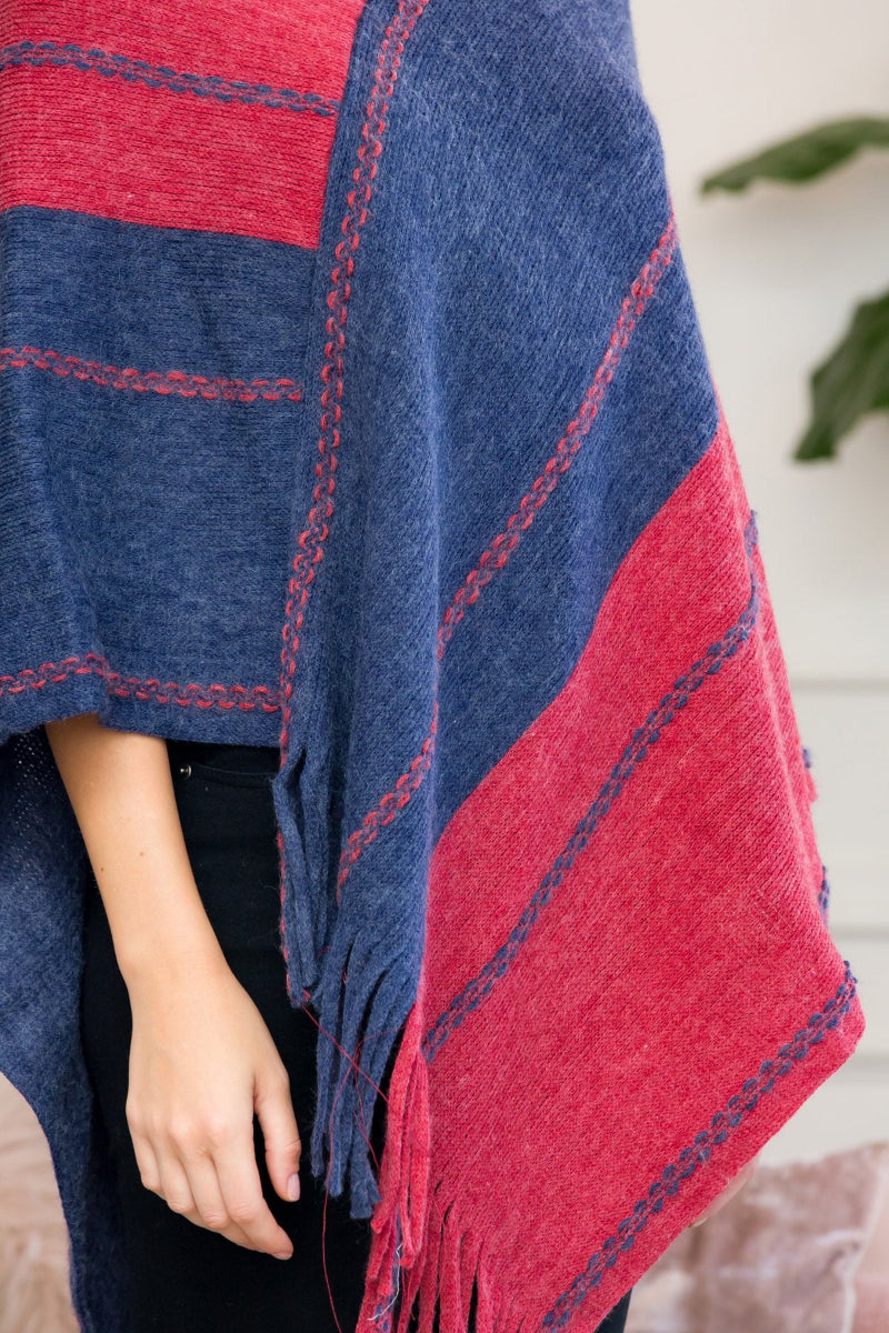 Two-Tone Chain Fringe Poncho