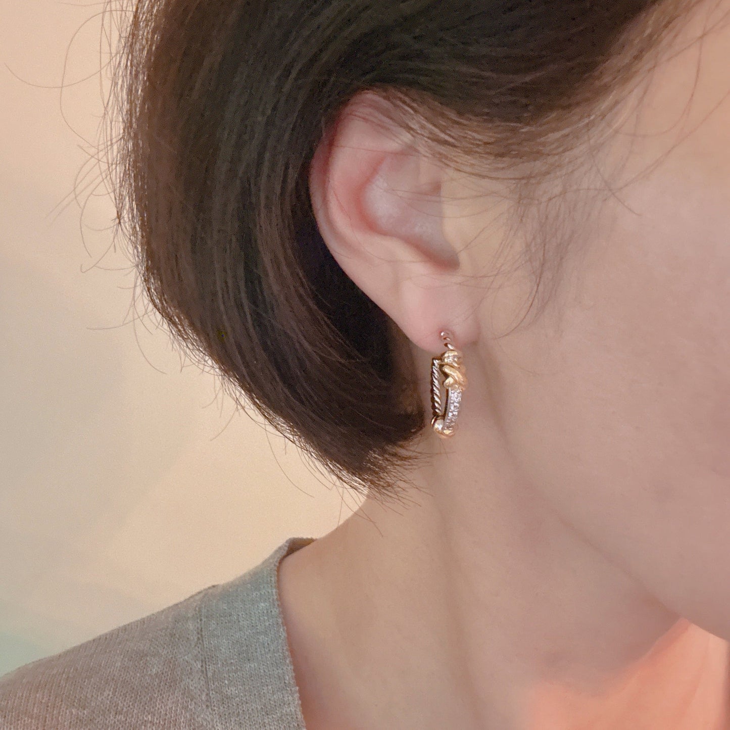 Hailey Two Tone Hoop Earrings