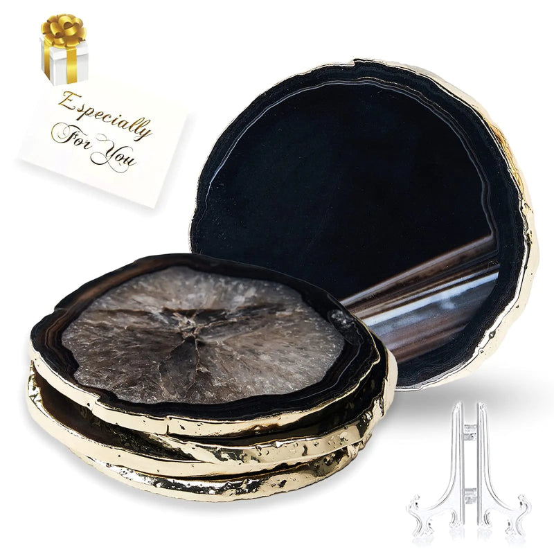 Luxe Black Agate Coaster Set