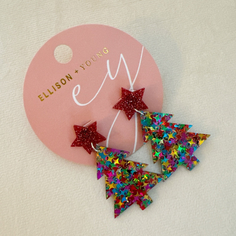 Festive Star Tree Earrings