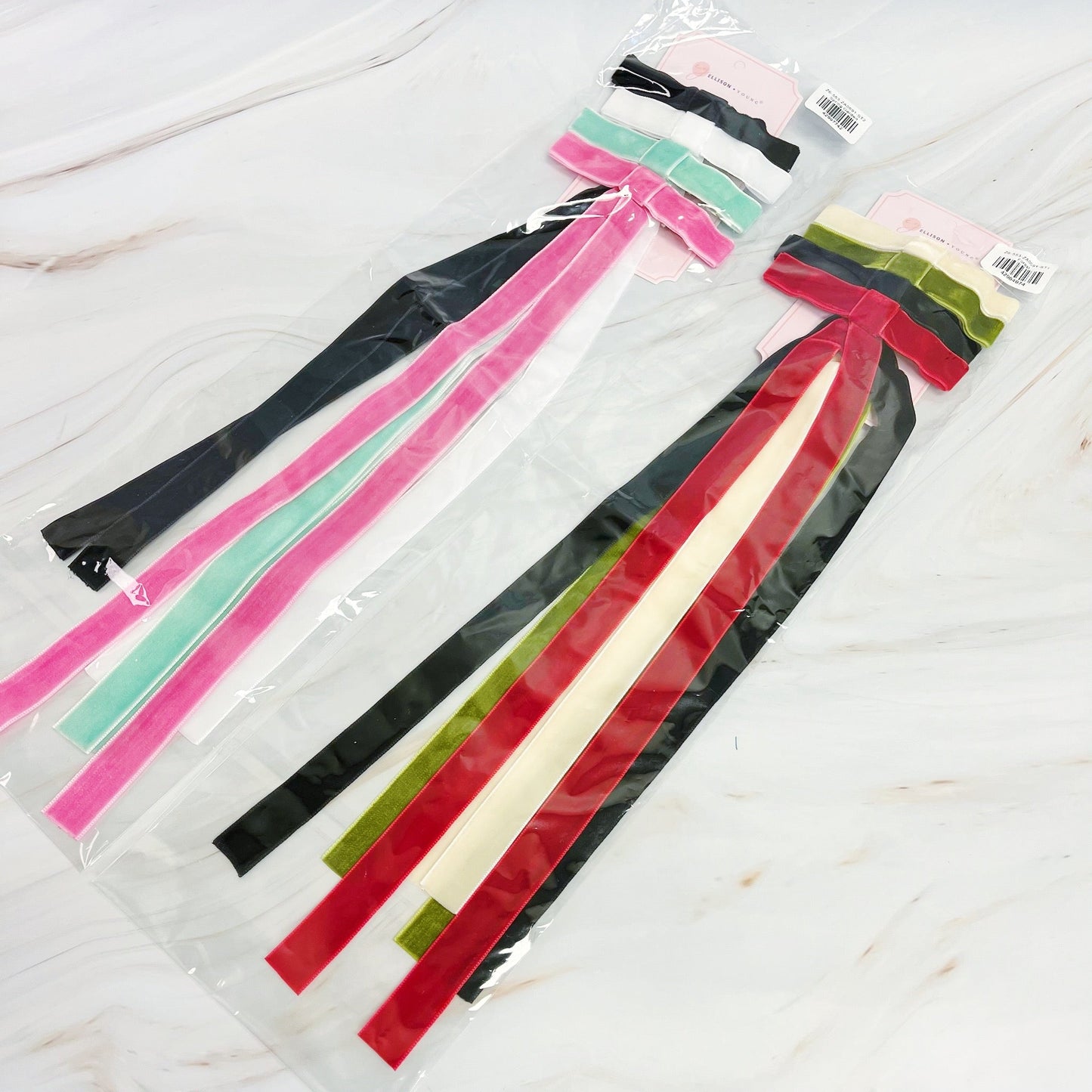 Velvet Ribbon Bow Clip Set