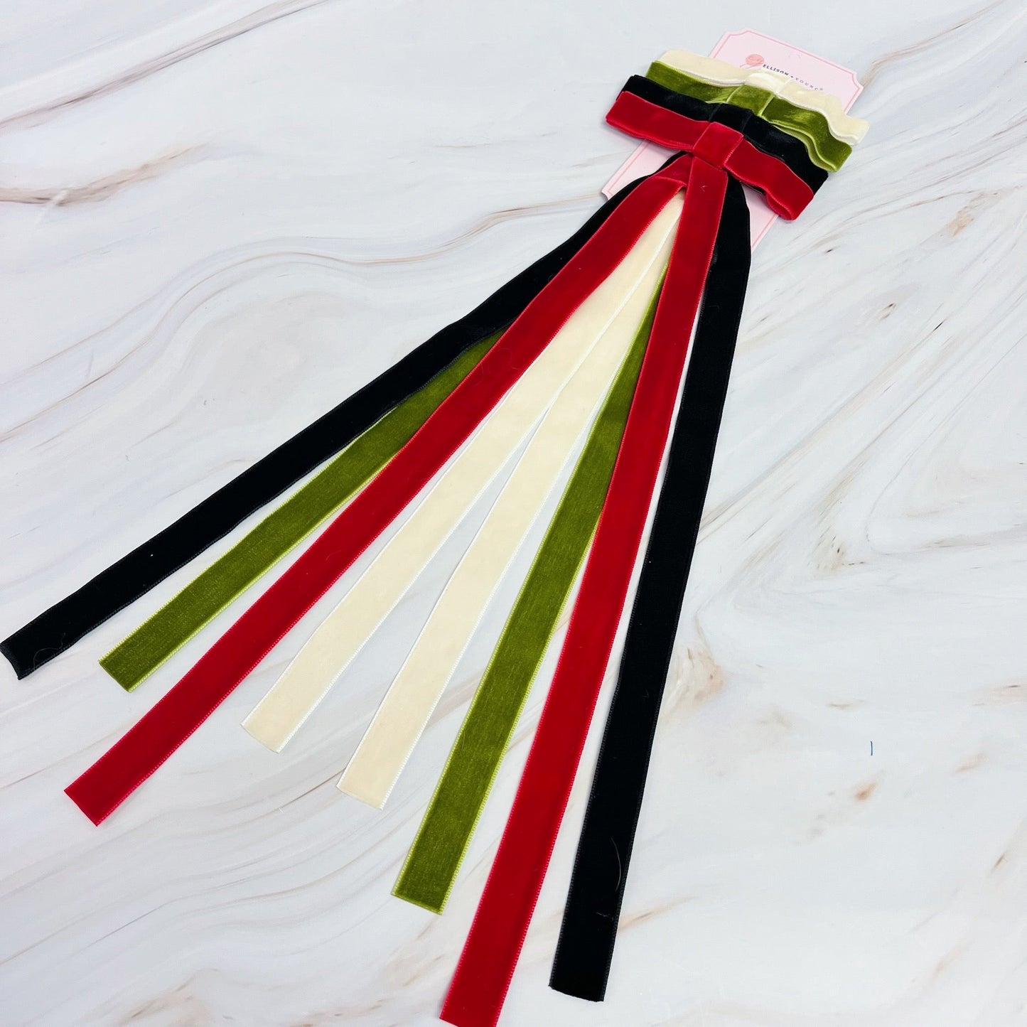 Velvet Ribbon Bow Clip Set