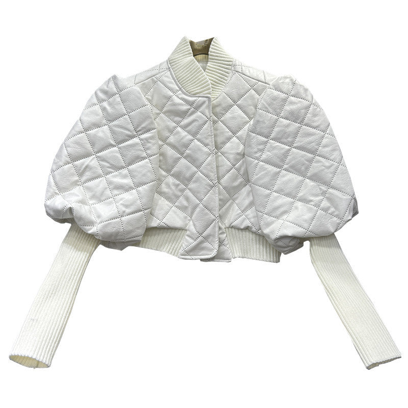 Knitted Faux-Leather Jacket