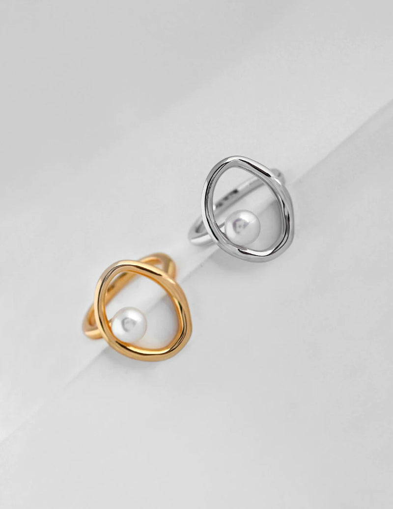 Pearl Open Circle Ring