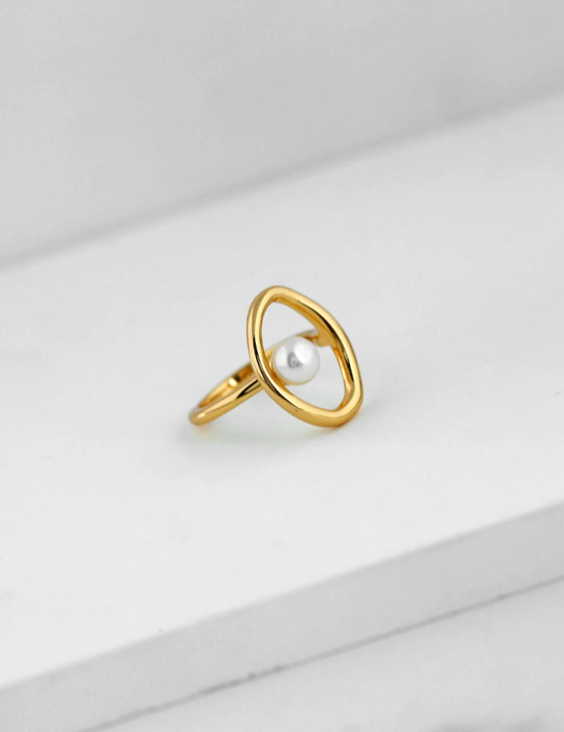 Pearl Open Circle Ring