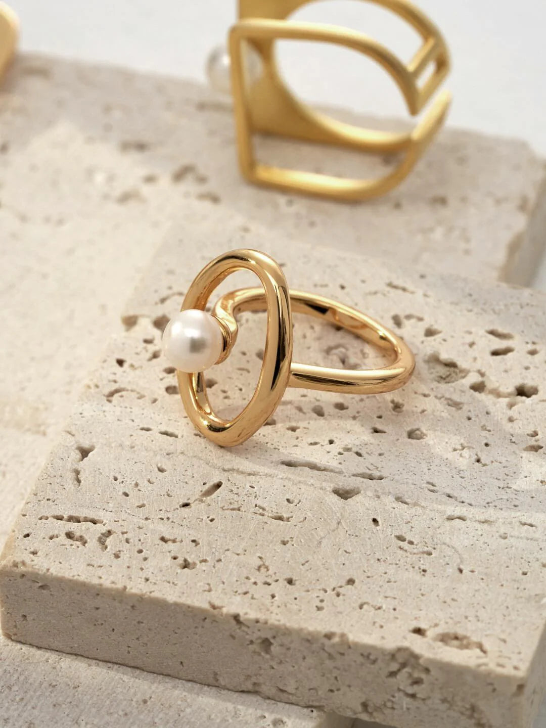 Pearl Open Circle Ring