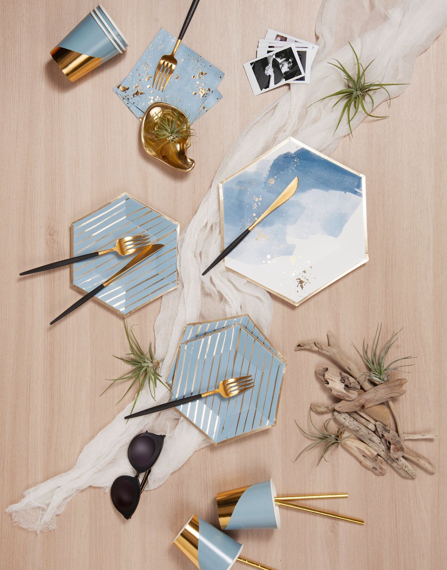 Malibu - Blue Watercolor Large Paper Plates