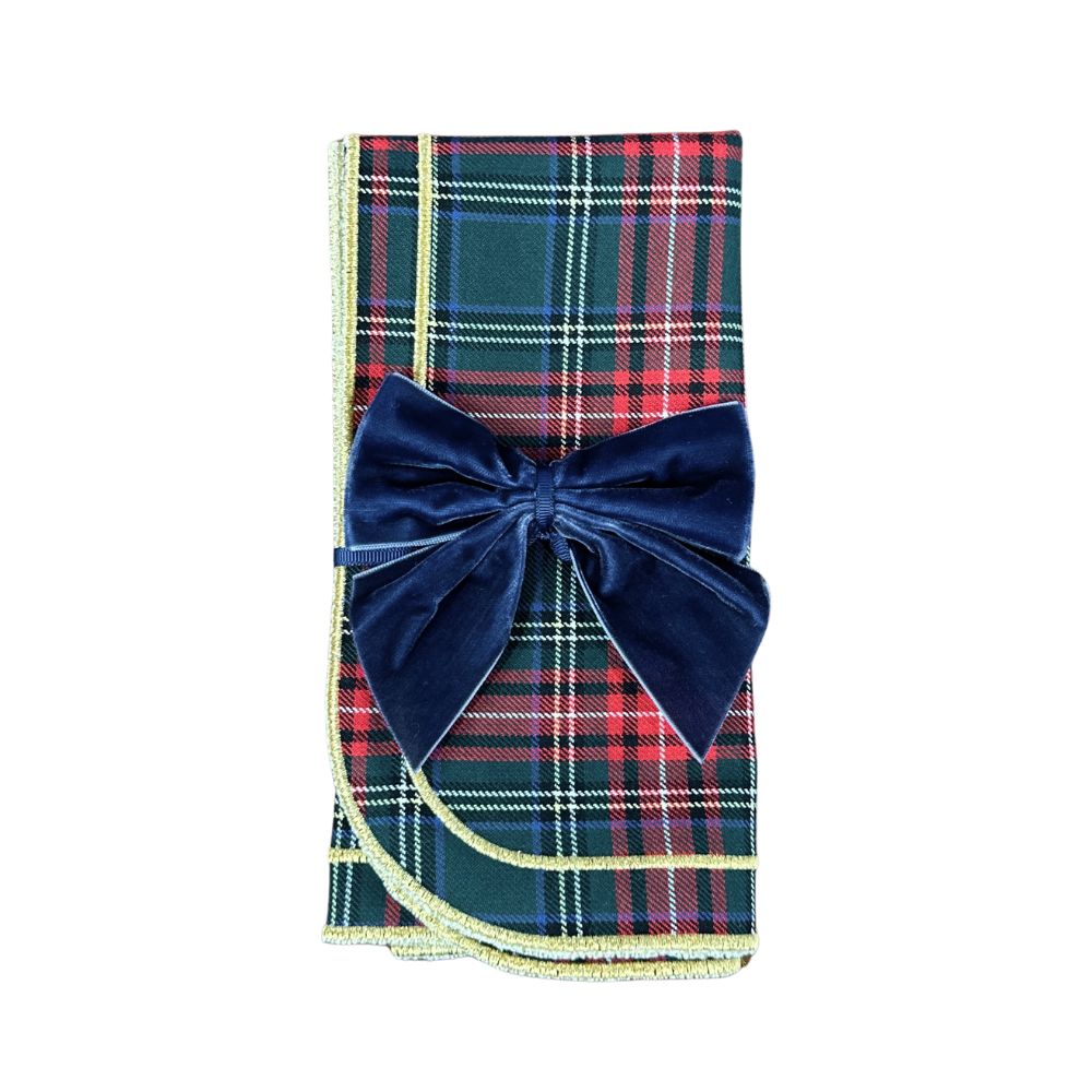 Blue: Velvet Bow Napkin Ties (Set of 4)