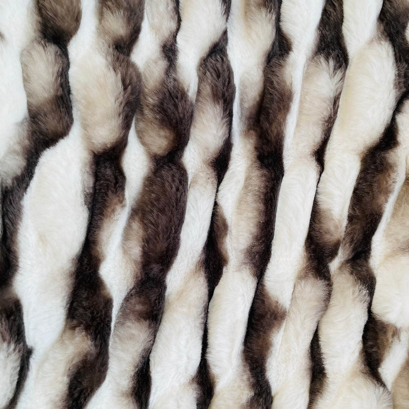 White Charcoal Snow Chinchilla Faux Fur Throw