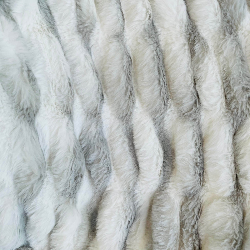 White Silver Snow Chinchilla Faux Fur Throw