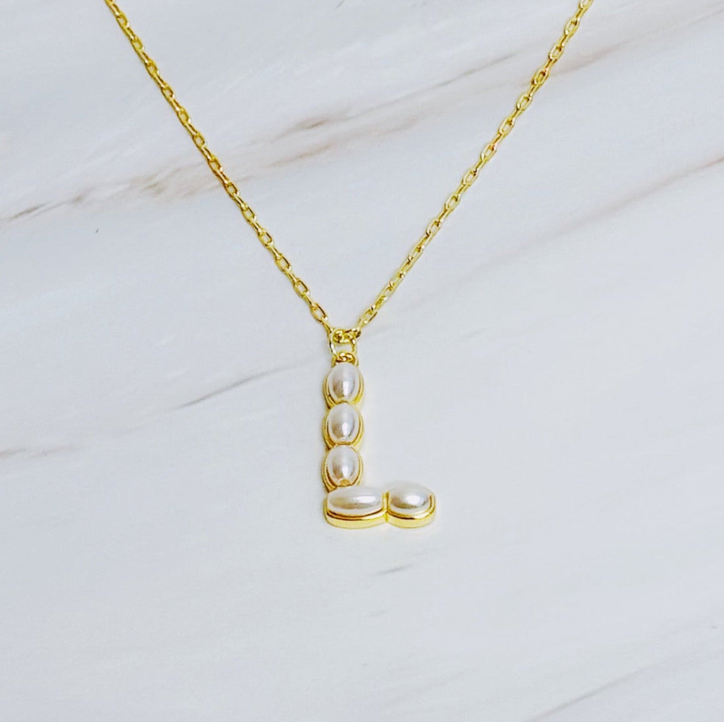Pearl Mosaic Initial Pendant Necklace