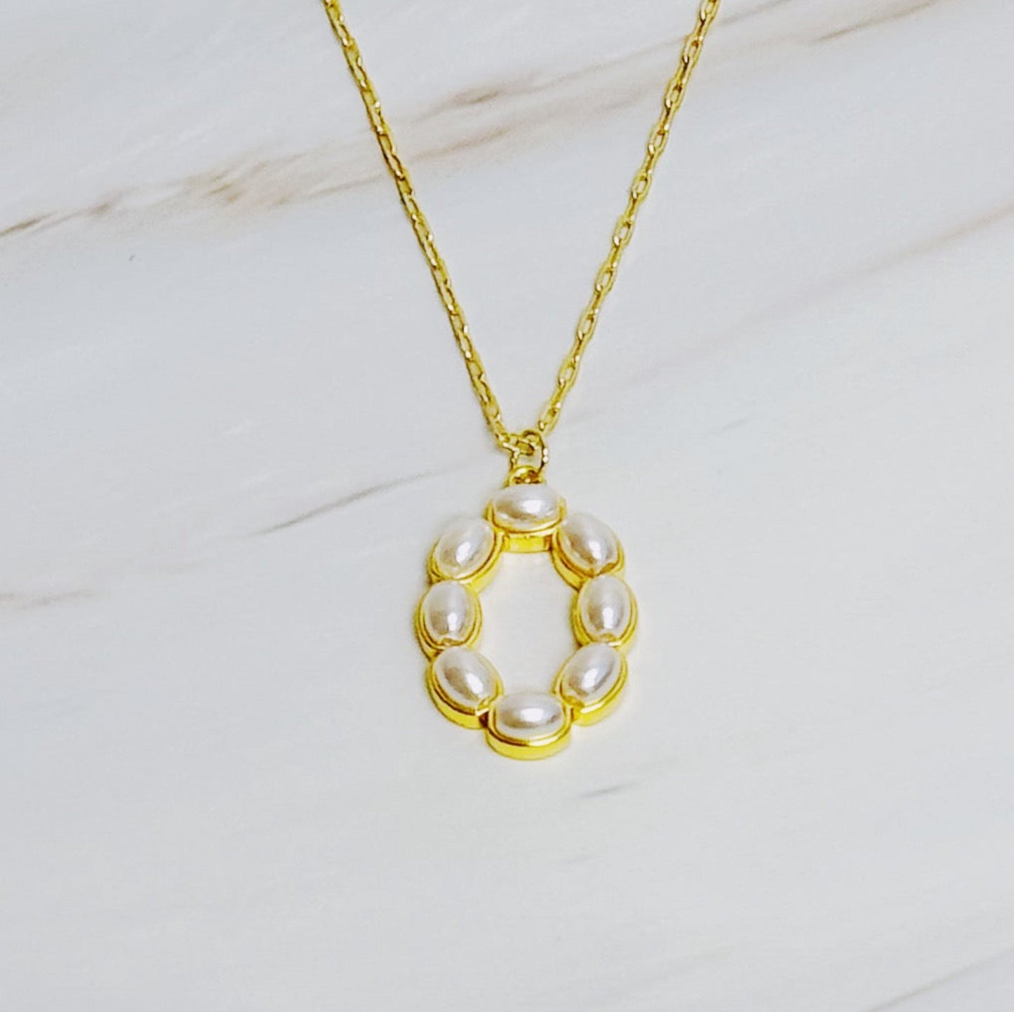 Pearl Mosaic Initial Pendant Necklace