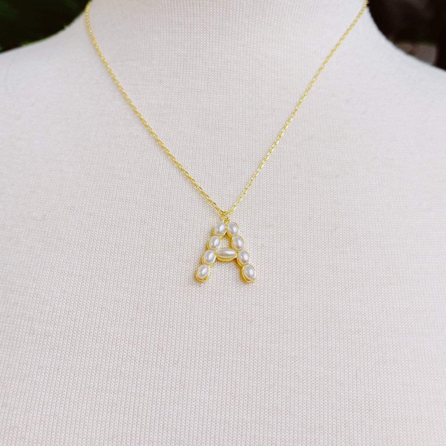 Pearl Mosaic Initial Pendant Necklace