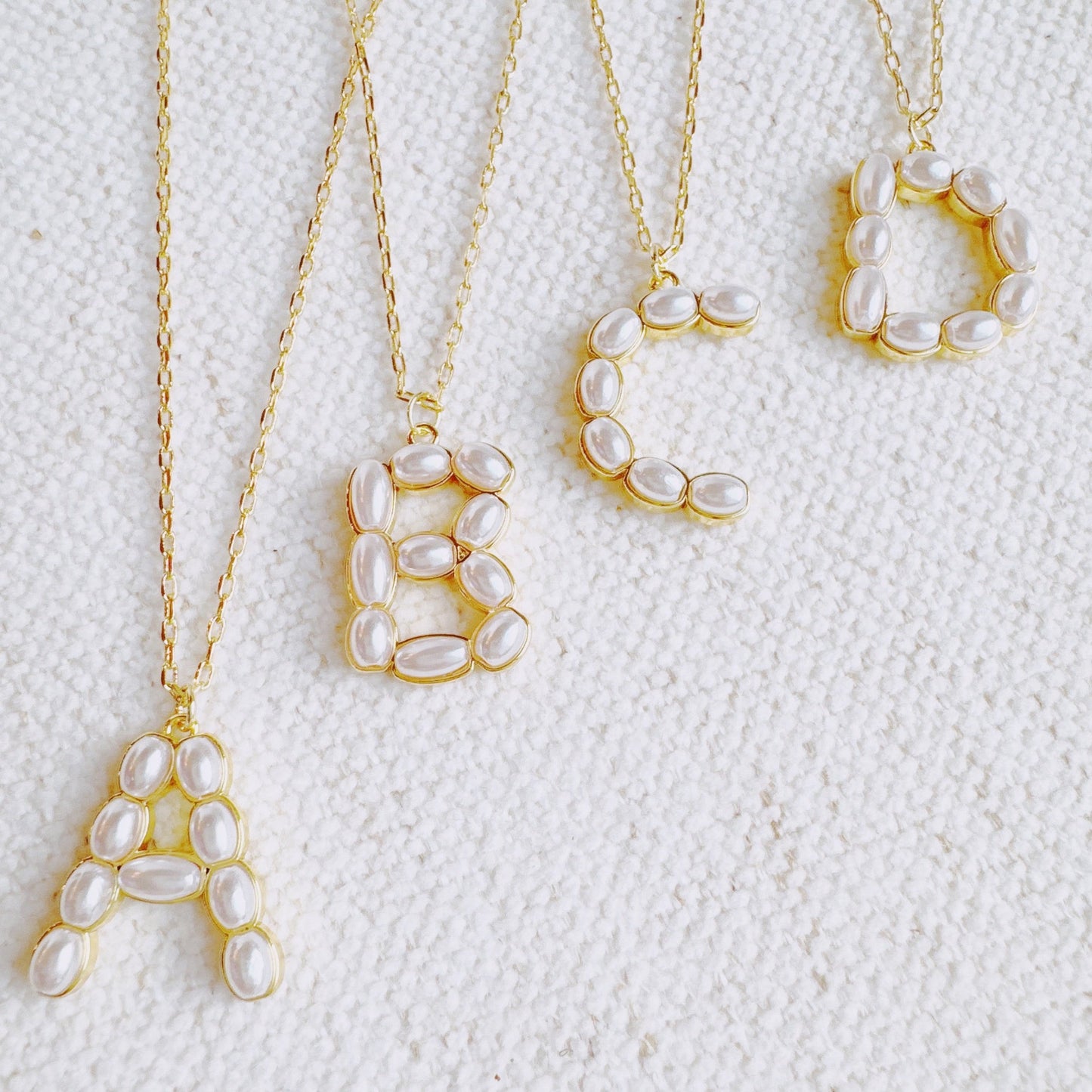 Pearl Mosaic Initial Pendant Necklace