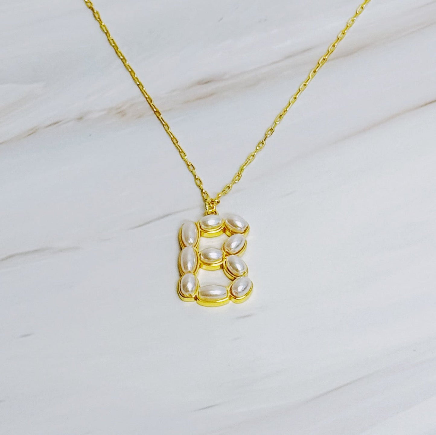 Pearl Mosaic Initial Pendant Necklace