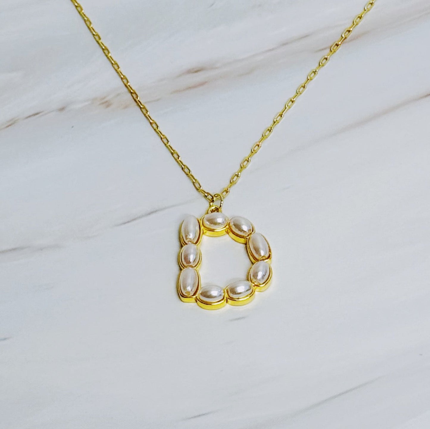 Pearl Mosaic Initial Pendant Necklace