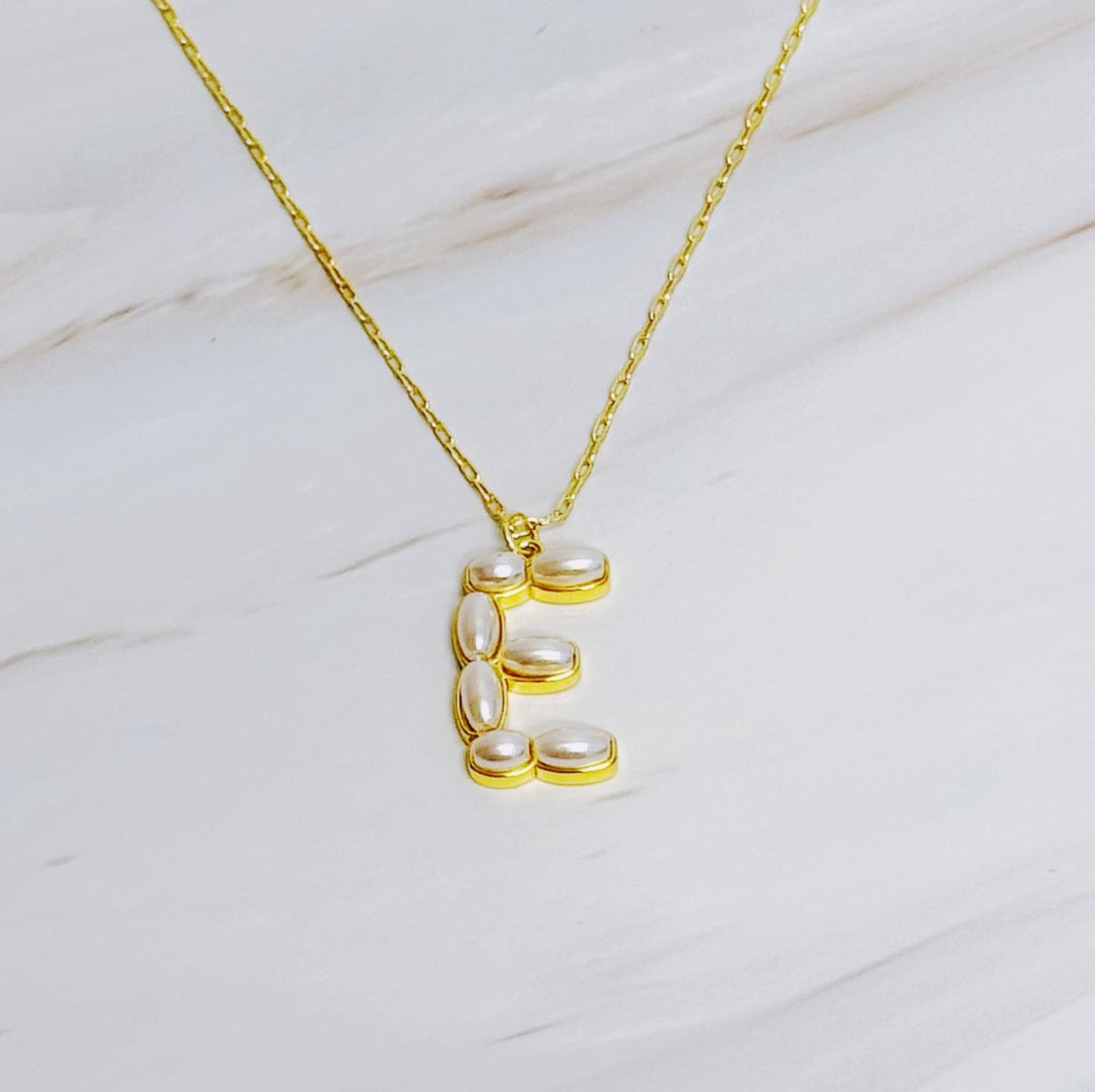 Pearl Mosaic Initial Pendant Necklace