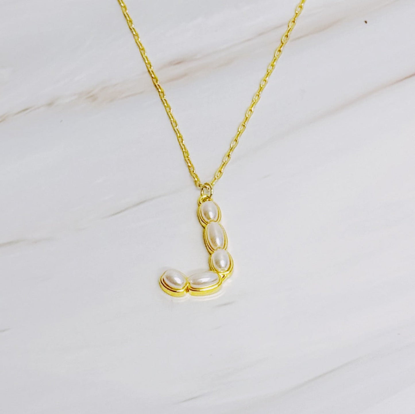 Pearl Mosaic Initial Pendant Necklace