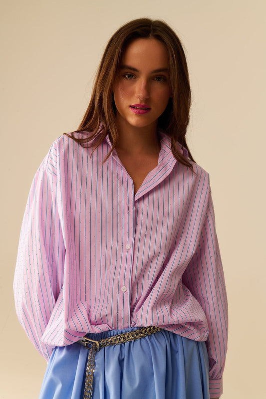 Striped Pink Strass Shirt
