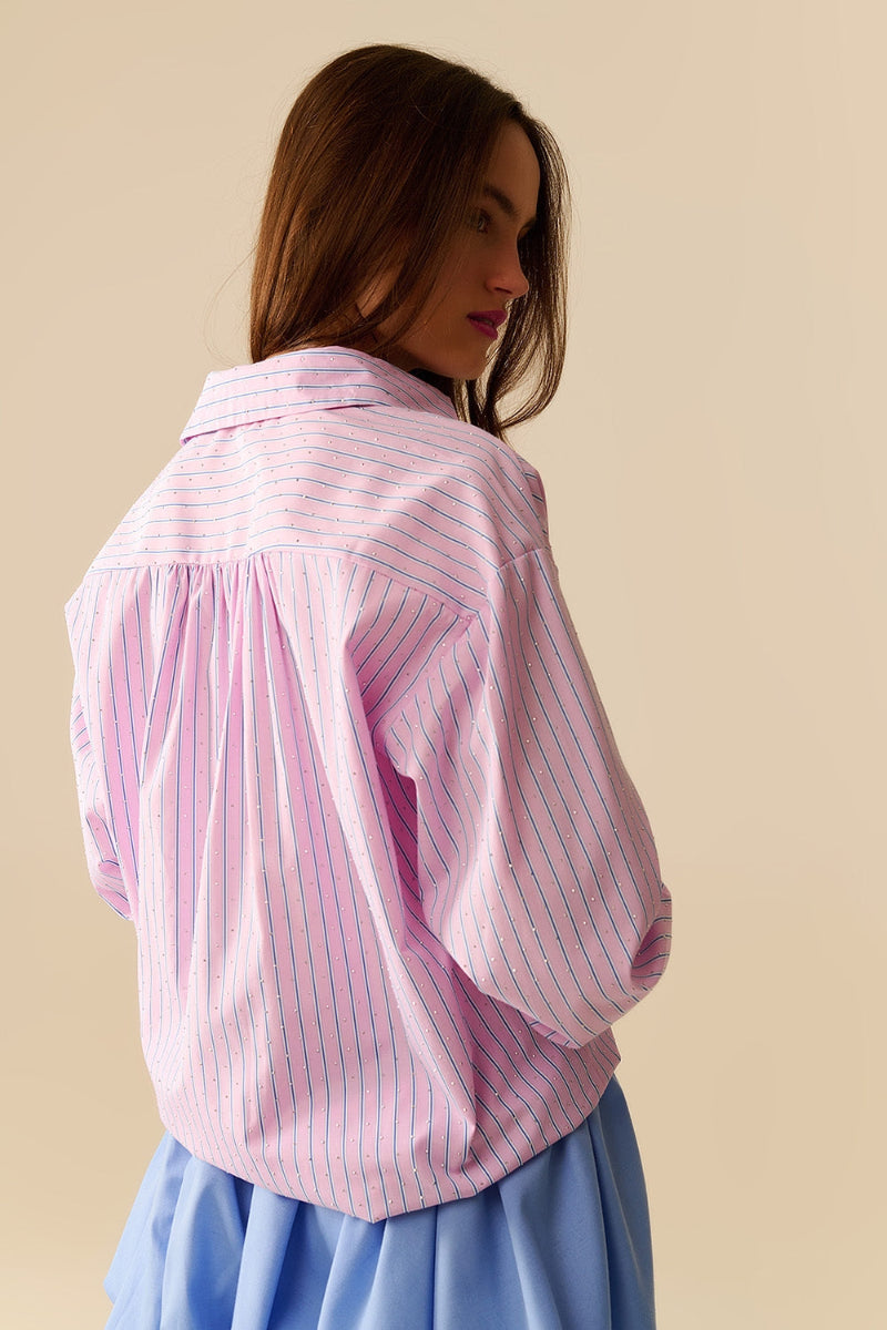 Striped Pink Strass Shirt