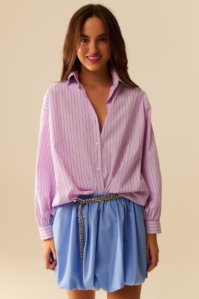 Striped Pink Strass Shirt