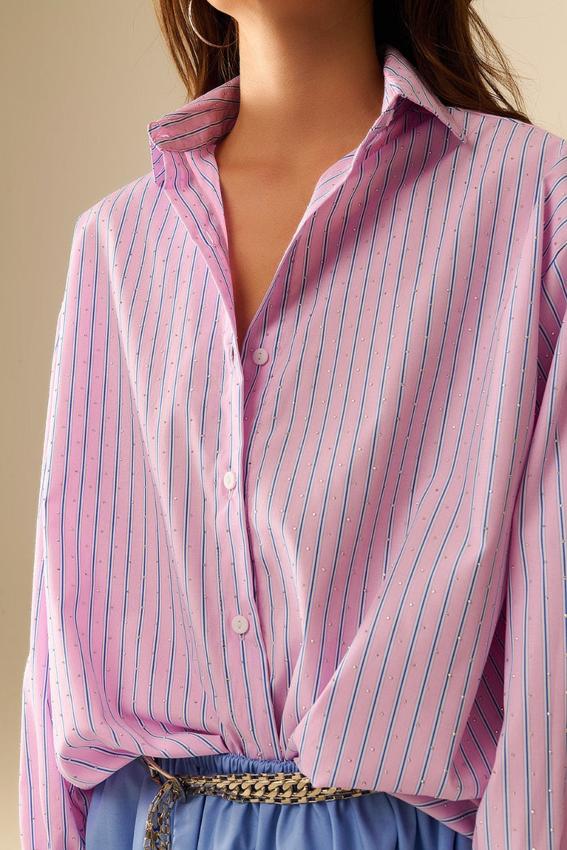 Striped Pink Strass Shirt