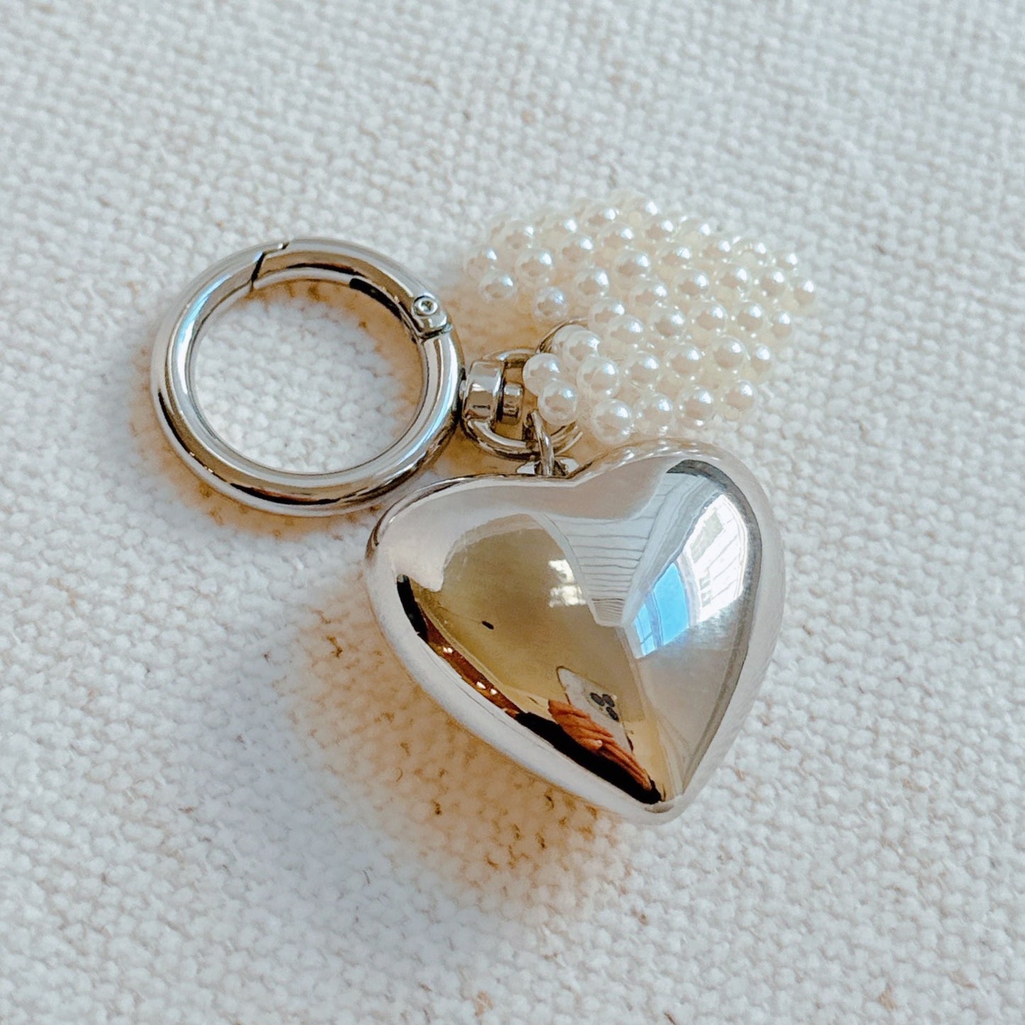 Puff Heart Pearl Heart Bag Charm
