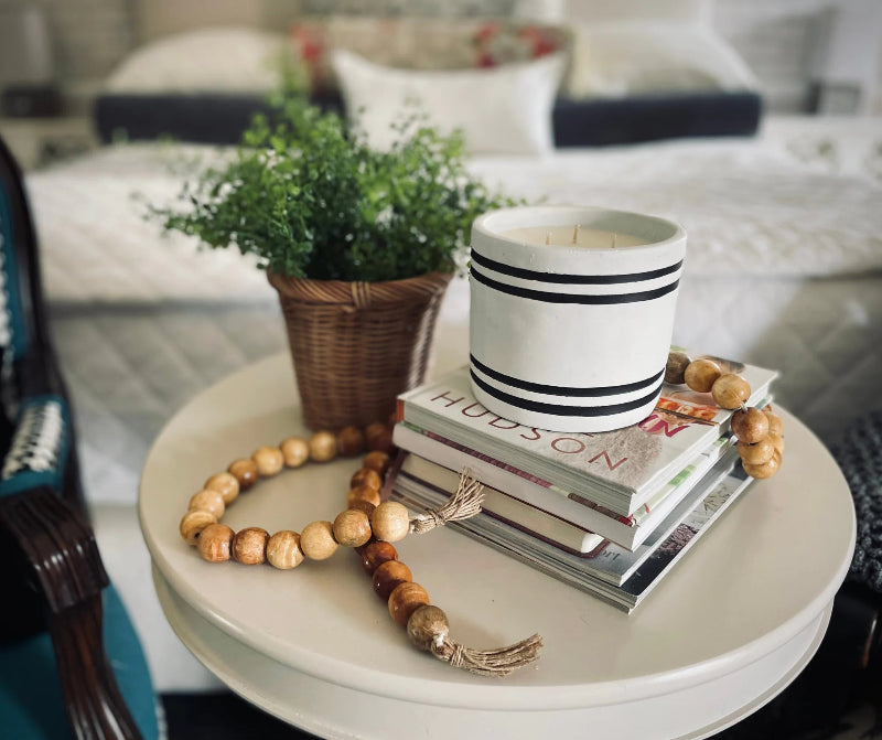 Harvest Striped Stone Candle