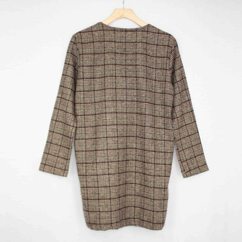 Checkered Oversized Open Jacket