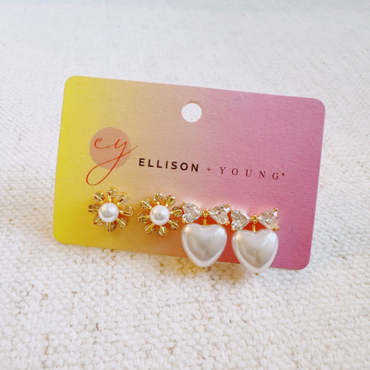 Sunny Side Up Pearl Earrings Set Of 2