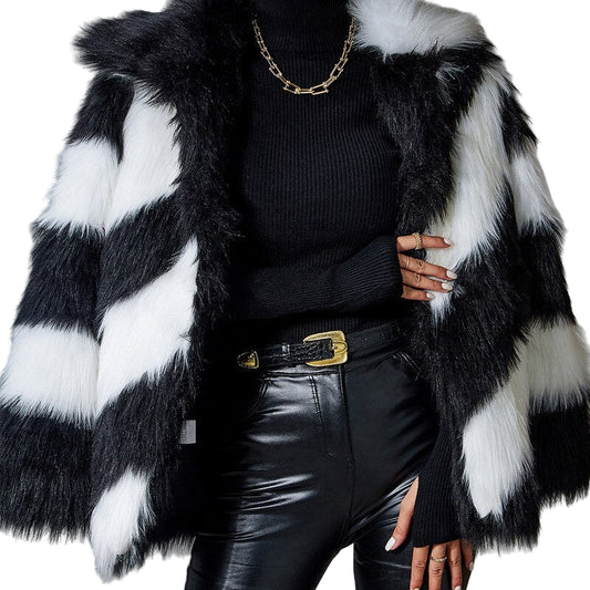 Black Rabbit Faux Fur Coat