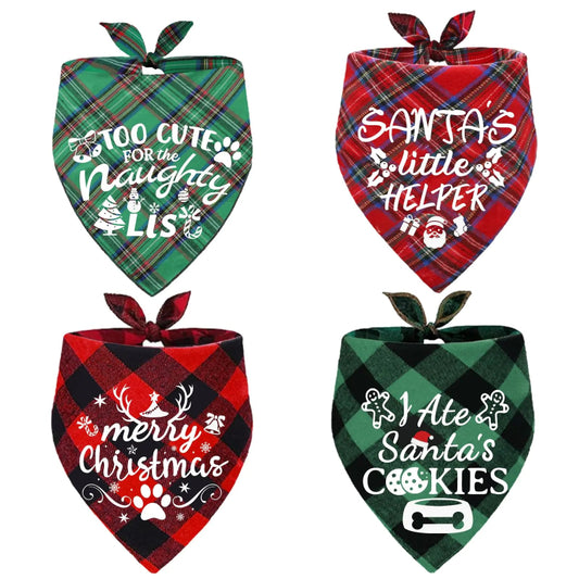 Merry Christmas Dog Bandanas | Set of 4
