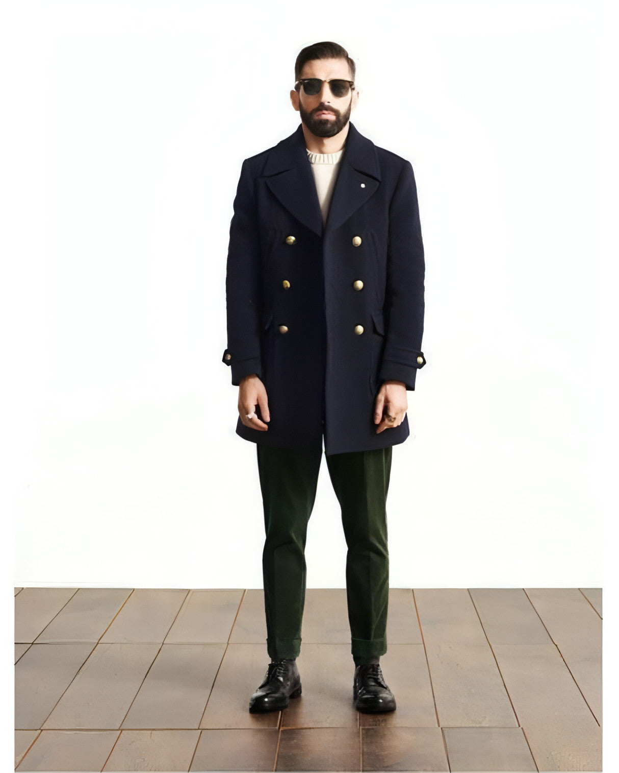 Men's Mid-Length Wool Coat