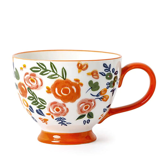 Hand-Painted Rose Ceramic Mug