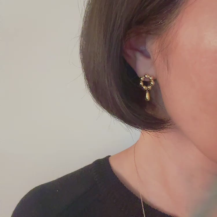 Golden Petal Drop Earrings
