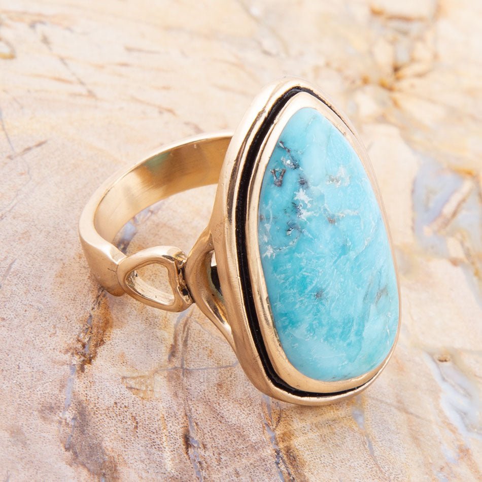 Blue Turquoise Golden Ring