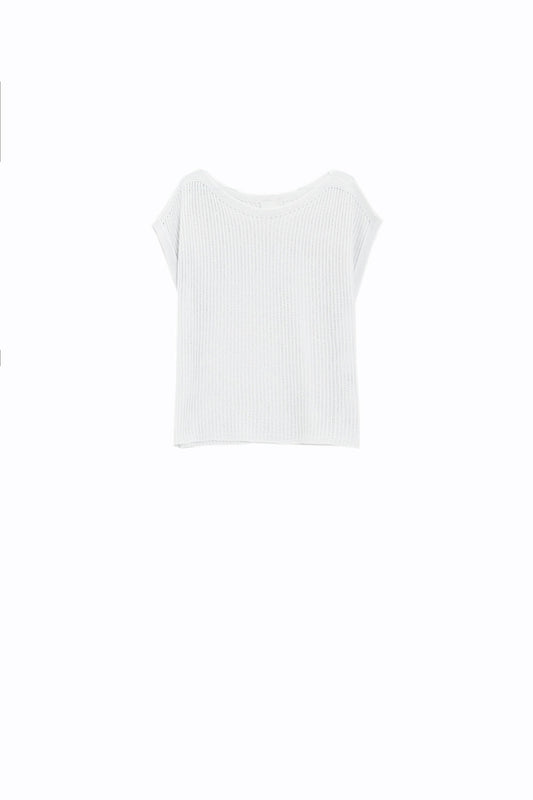 Metallic Ribbed Boat Neck Sweater