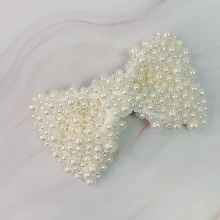 Adorned Pearl Bow Hair Clip