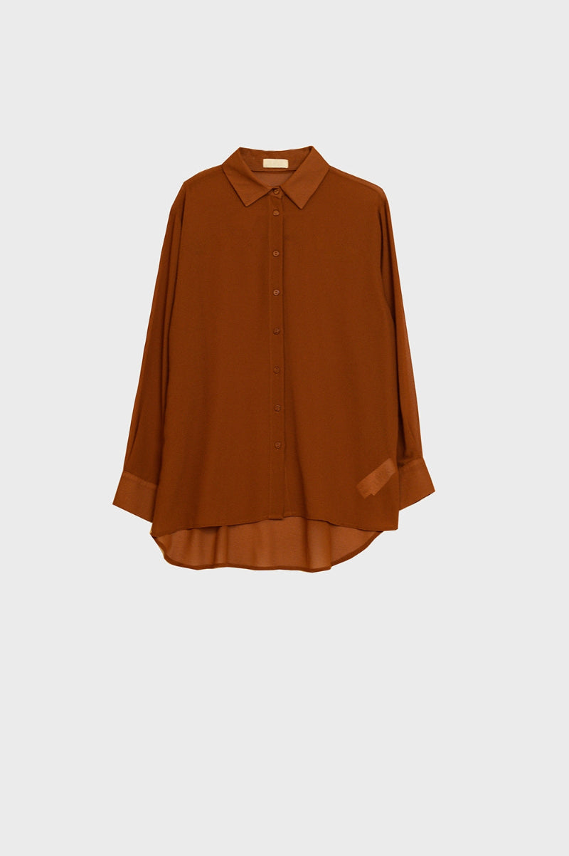 Camel Chiffon Polo Blouse