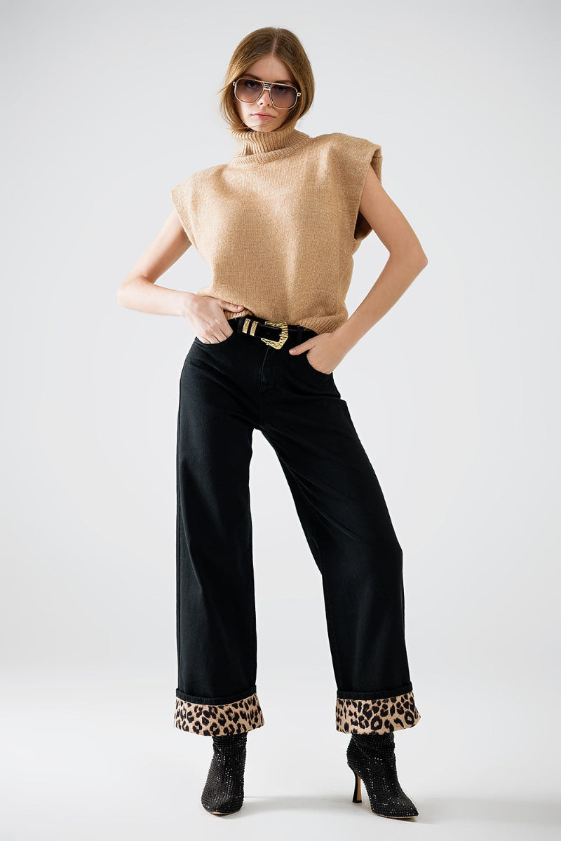Camel Turtleneck Sweater Vest