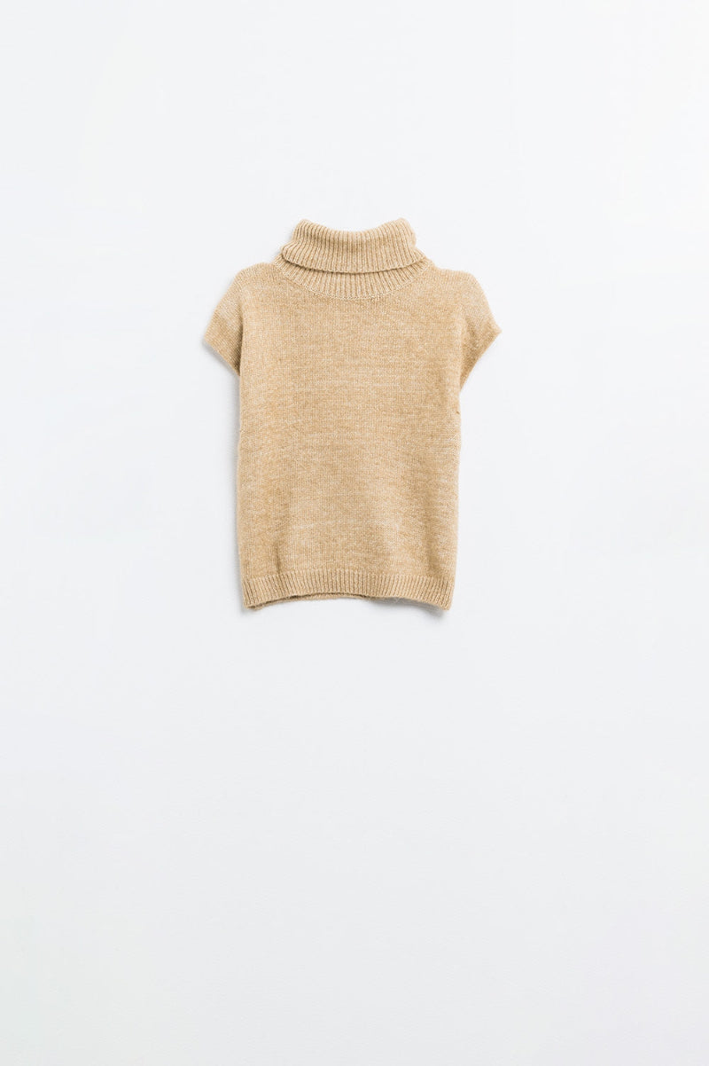 Camel Turtleneck Sweater Vest