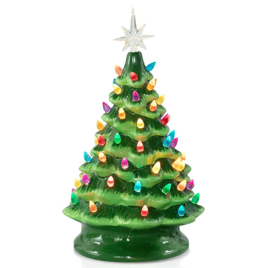 Vintage Ceramic Christmas Tree | 13" Pre-Lit