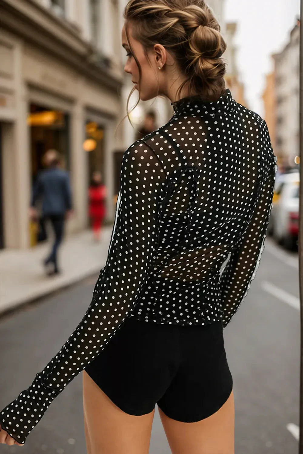 Frill Charm Mock Neck Top