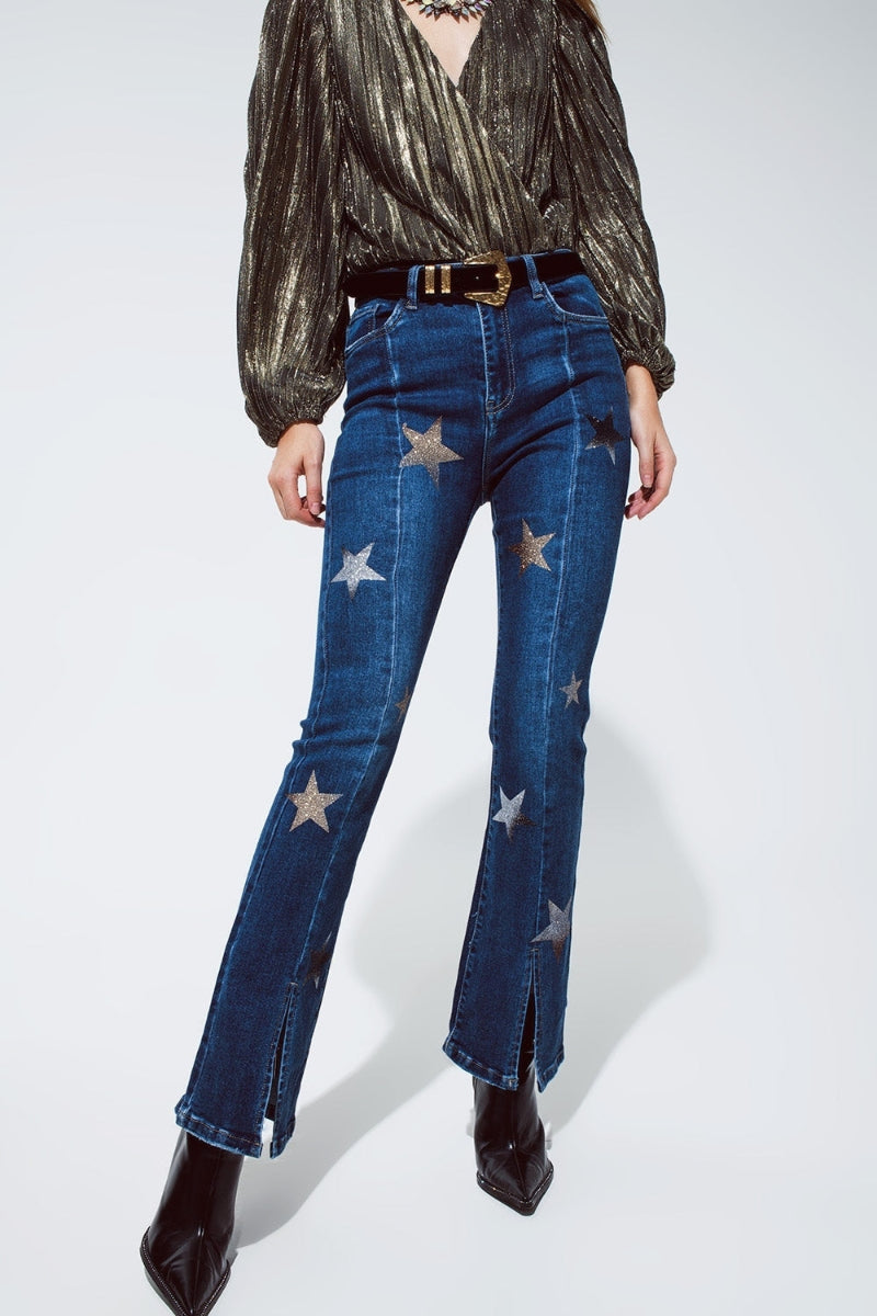 Shiny Stars Flared Jeans