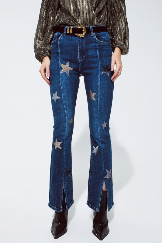 Shiny Stars Flared Jeans
