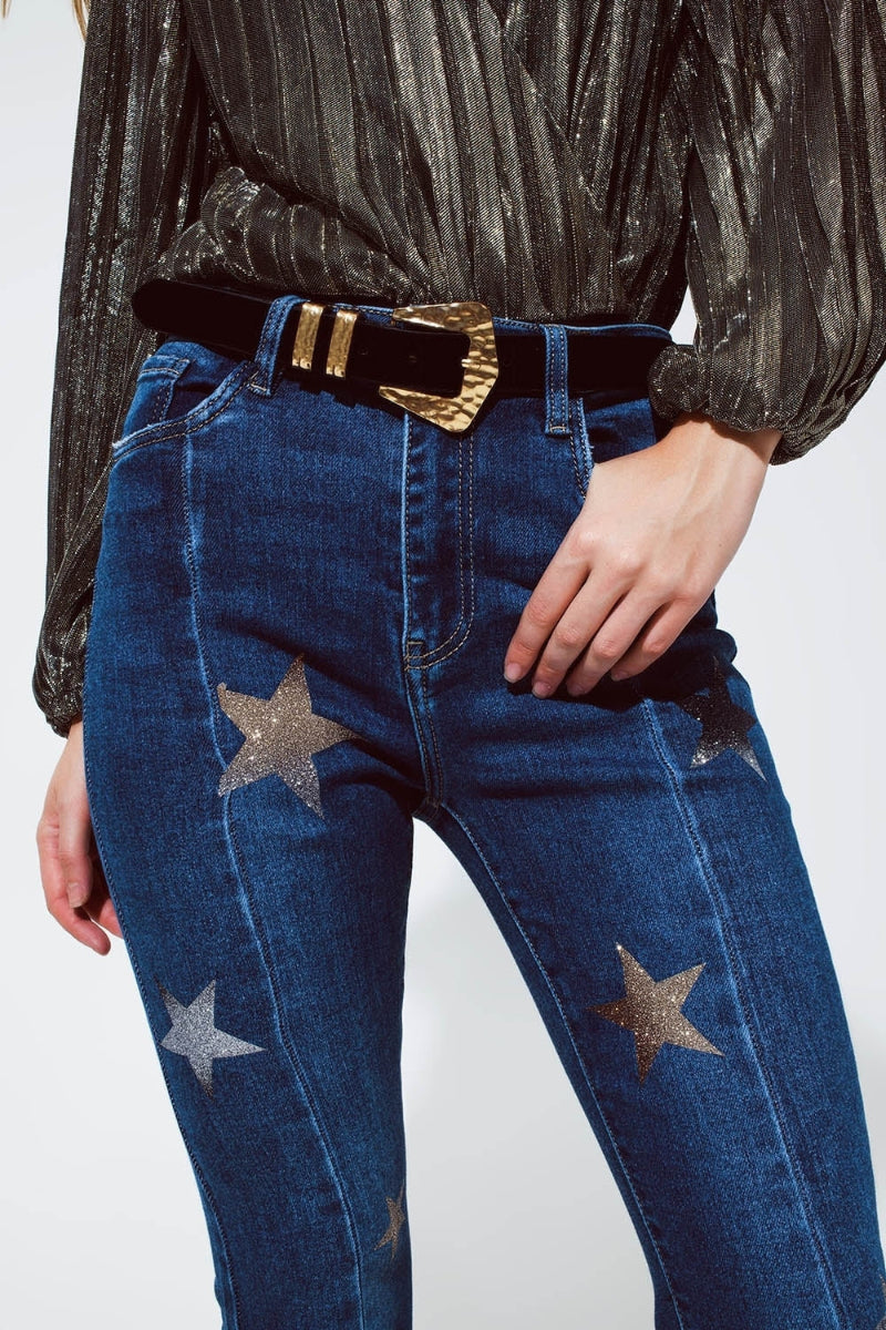 Shiny Stars Flared Jeans