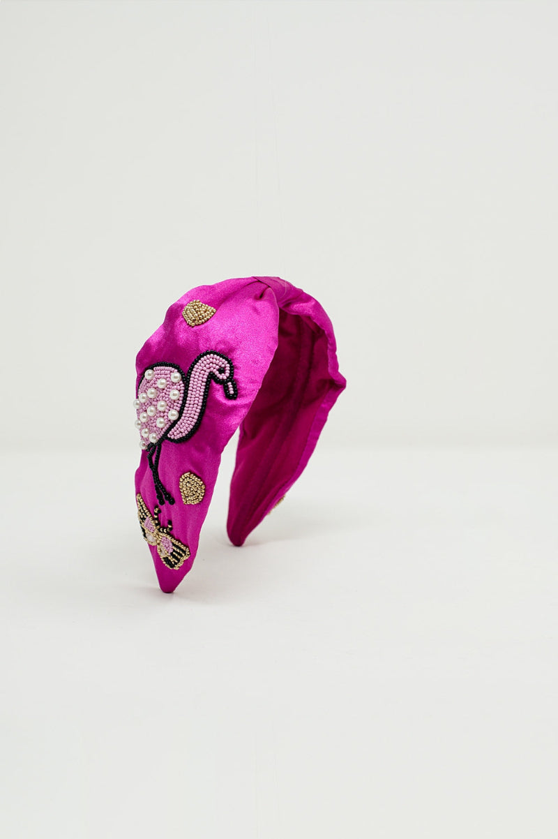 Fuchsia Flamingo Satin Headband