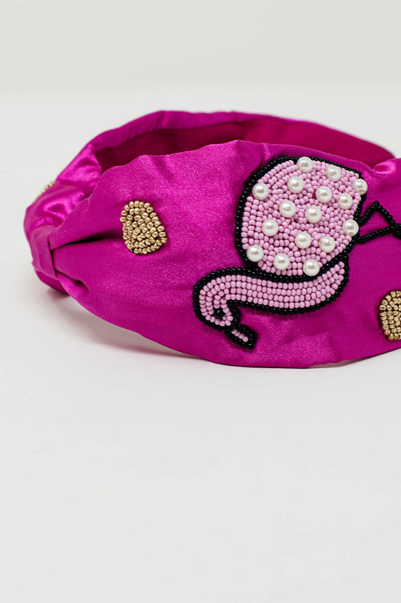 Fuchsia Flamingo Satin Headband